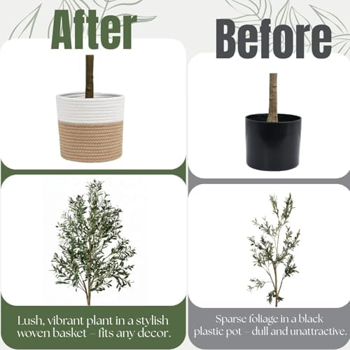 Artificial Olive Tree, 6ft Faux Tree with Woven Basket for Home Decor - Image 6