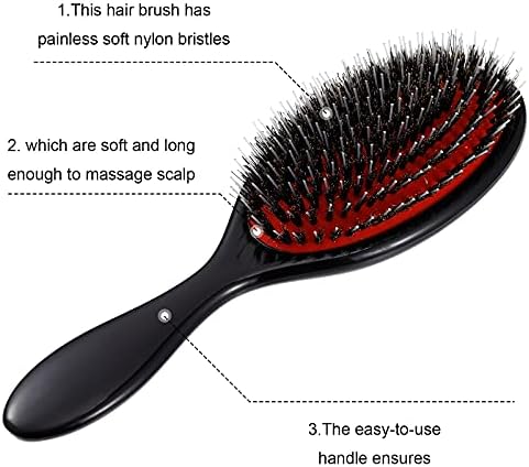 Geiserailie 2 Pcs Boar Bristle Hair Brush with Nylon Quill for Women Men - Image 3