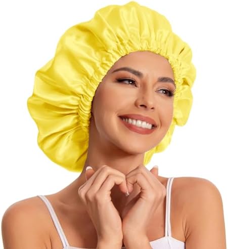 Edoneery Satin Bonnet for Sleeping Women, Double Layer Curly Hair Cap by Edoneery