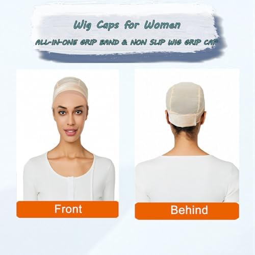 Wig Cap Wig Grip Cap for Women Wig Grip Band for Keeping Wigs Lace Front in Place Non-Slip Wig Cap with Built-in Adjustable Velvet Grip Band Make Your Wig Be Glueless (Nude) - Image 5