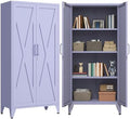 61" H Tall Lockable Steel Storage Cabinet with 2 Doors and 3 Adjustable Shelves,4-Tier Freestanding Metal Locker for Home,Office,Living Room,Gym,Purple 27.6" W x 13.8" D by HOME