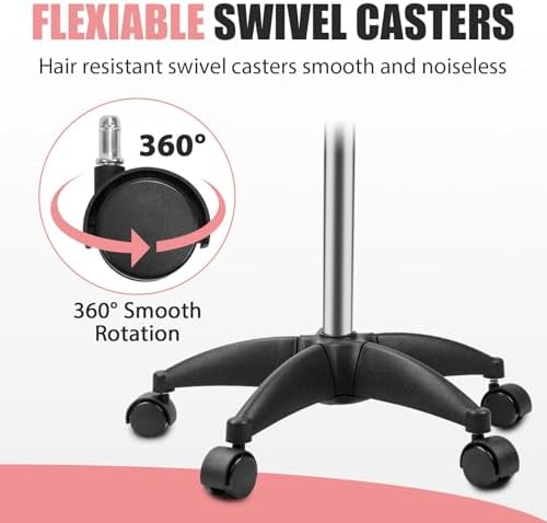 Salon Tray On Wheels Tattoo Tray Rolling Trolley Adjustable Height Storage Utility Cart for Clinic Spa Rolling Tray (Black) (Pink) - Image 4