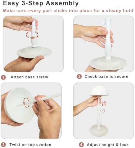 Wig Stand 1PC Iron Base Adjustable 12.6-18.5" White Non-Slip Wig Holder - Image 6