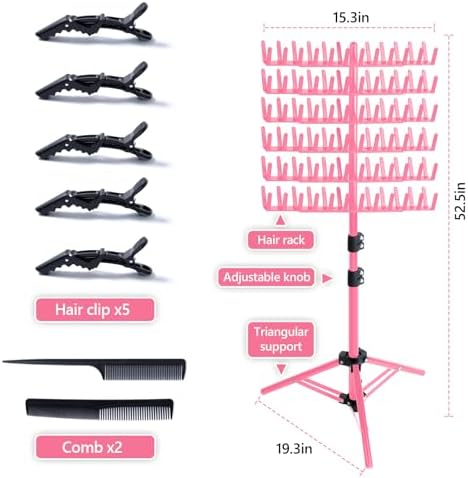 Braiding Hair Rack Standing Hair Extension Holder Hanger, 144 Pegs Hair Divider Rack for Braiding Hair Separator Stand Display Stand (red) - Image 2
