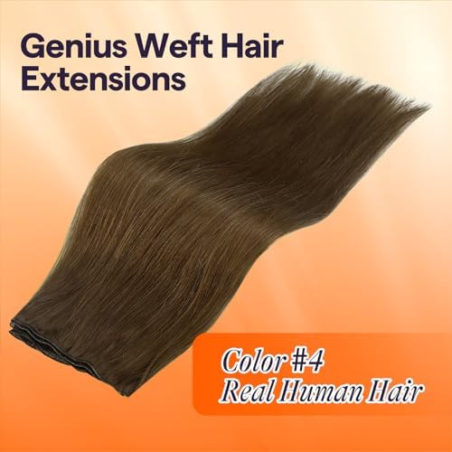Full Shine Genius Weft Hair Extensions 4 Medium Brown 16 Inch 50g - Image 2