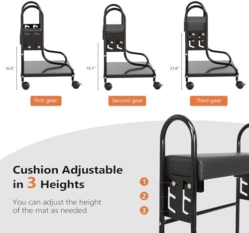 OmySalon Pedicure Cart Foot Bath Trolley, Adjustable Height Salon Trolley with PU Cushion, Portable Nail Esthetician Cart for Manicure & Foot Massage, Beauty Spa Supplies with Locking Wheels (Black) - Image 3