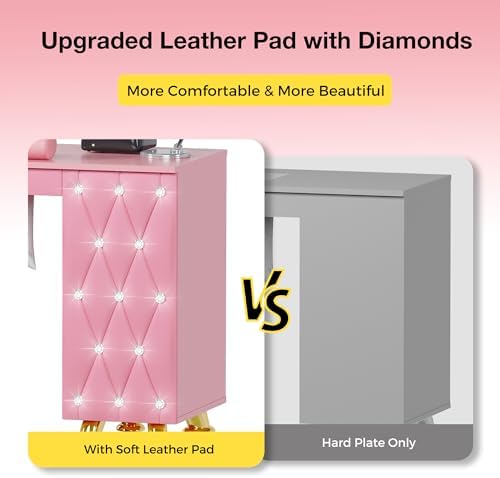 Kikihouse Manicure Table Nail Desk with Dust Collector(Pink) - Image 3
