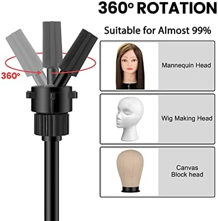 Foldable Mannequin Head Stand, Upgrade Adjustable Wig Stand Tripod, Metal Mannequin Stand for Cosmetology Hairdressing Training - Image 4