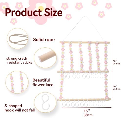 Headband Holder Hair Bow Organizer for Girls Pink - Image 2
