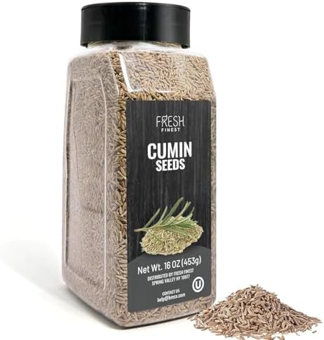 Fresh Finest Whole Cumin Seeds – 16 oz (453g)– 100% Natural, Non-GMO, Kosher,Perfect for Cooking, and Seasoning by FreshFinest
