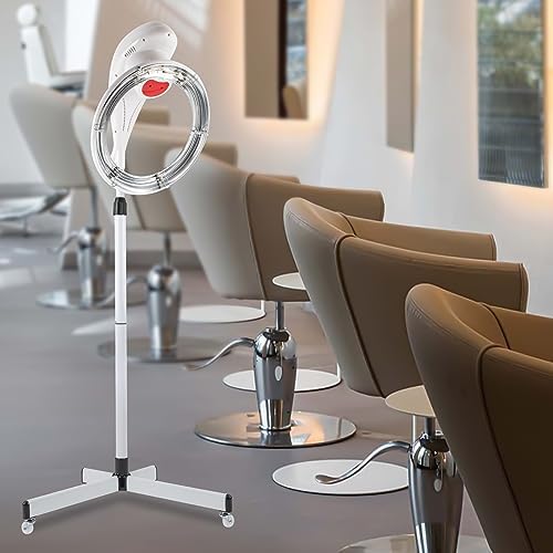 Hooded Stand Up Hair Bonnet Dryer Orbiting Rotating Hair Processor Perm Styling with Timer Swivel Caster Rolling Base for Beauty Salon or Home Use 360 Degree Rotation Compatible White - Image 4