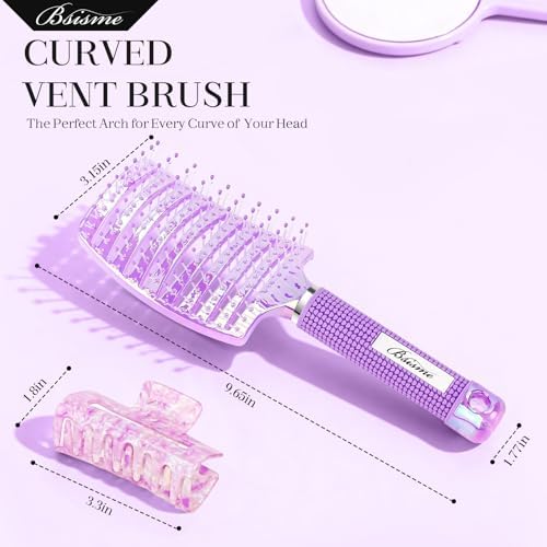 Hair Brush Set Curved Vented Brush Women Kids Curly Thick Fine Wet Dry Hair - Image 5