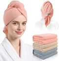 3 Pack Microfiber Hair Drying Towels for Women, Super Absorbent Microfiber Hair Towel for Curly Hair, Hair Drying Towel Wrap for Hair Care with Elastic Strap by Unknown