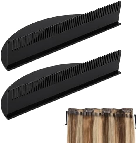 NBEADS 2 Sets Hair Extension Holder, Acrylic Hair Extensions Stand Organizer Hair Hanger Tool for Washing, Coloring, Styling, Blow-Drying of Weft, Clip-In, Black, 9.8x3.5x2 Inch by NBEADS
