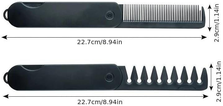 Voluminous wide-toothed hair comb Travel folding design Wide fine-toothed dual-purpose set Men's fluffy texture, ABS plastic with textured grip - Image 4
