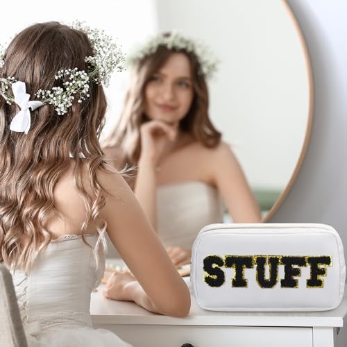 Remerry 4 Pcs Preppy Makeup Bags,Classic White - Image 6