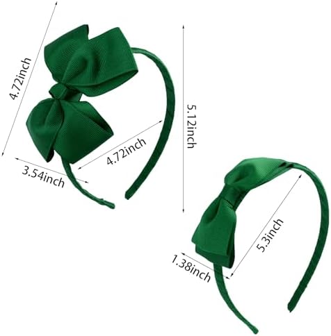 phnydreg Girl Green Hair Bow Accessories 14 Pieces Uniform Hair Bows Hair Clips Headband for School Toddler Girls - Image 2