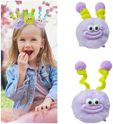 MIUPOO Fluffy Pom Poms Hair Clips,Crazy Hair Day Accessories for Girls,Quirky Little Monster Barrettes,Plush Duckbill Hairpins Hair Barrettes,Party Modeling Hair Accessories,2 Pieces (Purple) by WelcometoMIUPOO