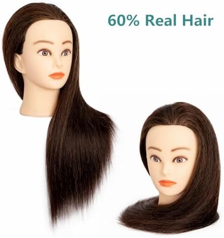 Female Mannequin Head 20inch Real Hair Fiber with Clamp Stand - Image 6