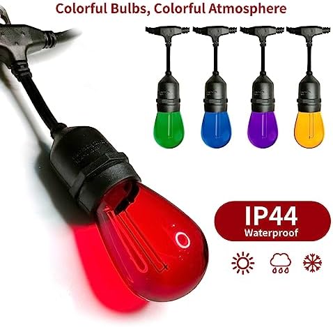 S14 E26 LED 1W String Light Replacement Outdoor Bulbs, Multicolor, 15-Pack - Image 3