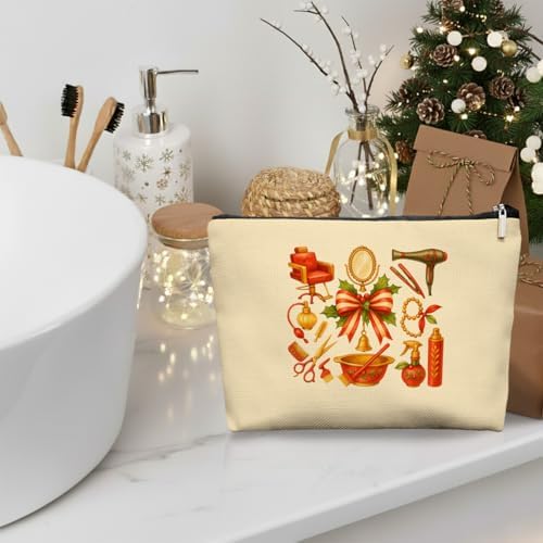 Chrisamas Hairstylist Gifts Women Makeup Bag Make Up Bag, Cosmetic Bags for Hairstylists, Hairdresser Gifts for Cosmetology Student Teen Girls - Image 4
