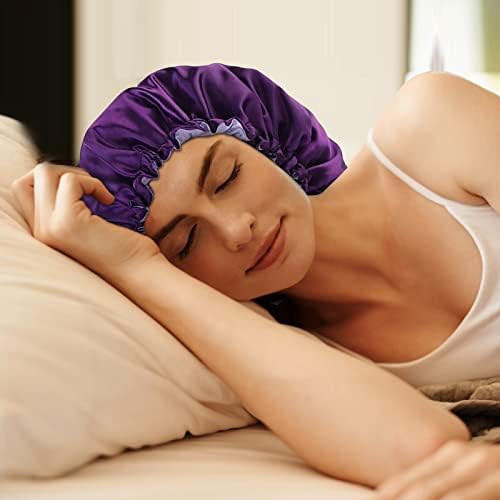 Edoneery Satin Bonnet for Sleeping Women, Double Layer Adjustable Sleep Cap - Image 6
