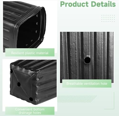 OMISTAR 50 Pcs Plastic Nursery Bags, Fruit Flower Grow Bags, Tall Square Plant Containers, Seedling Flower Starting Pots, Succulent Planters with Drainage Holes for Garden - Image 4