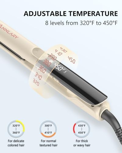 Annlary Hair Straightener 1 Inch Flat Iron and Curler 2 in 1 Titanium Ceramic Ionic Dual Voltage Straightener with Heat-Resistant Silicone, for Less Frizz, Shinier & Smoother - Image 3