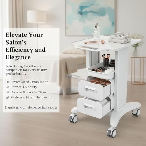 Medical Trolley Cart with Drawer & Tray 225 LBS Load Capacity - Image 2