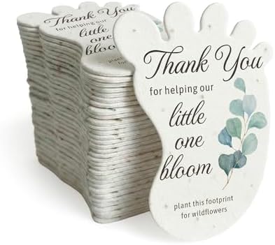12 Green Footprint-Shaped Gift Wrap Tags with Wildflower Seeds by SeedBloom