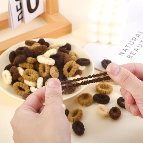 Small Hair Ties for Toddler Gilrs, Adult's Fine Hair,120pcs,No Damage Mini Hair ties for Baby, Kids,Soft Cotton Tiny Hair Tie,Seamless Hair Scrunchies,Won't Pull Out - Image 2