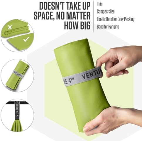VENTURE 4TH Quick Dry Microfiber Towel for Camping & Gym - Lime XL - Image 5