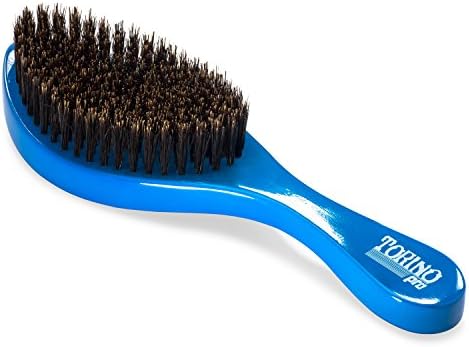 Torino Pro Wave Brushes by Brush King - Medium Curve Waves Brush #350 - Blue, Boar Bristles, Oval, for 360 Waves Hair Care - Image 2