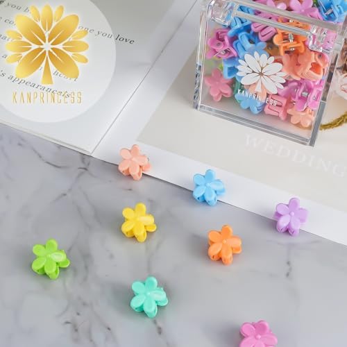 KANPRINCESS Mini Claw Clips - 70PCs Small Flower Claw Clips For Women, Girls & Kids Colorful Hair Accessories Gift (Flower-SET6) - Image 6