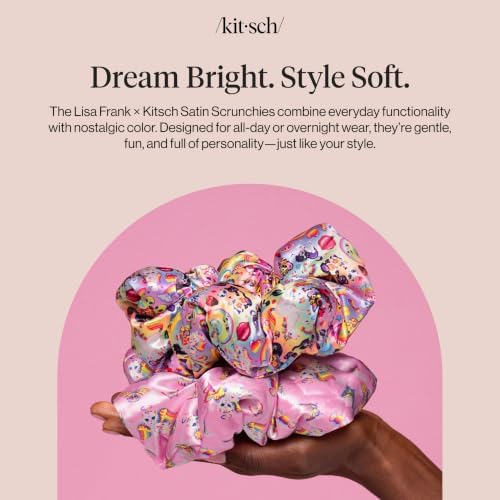 Lisa Frank x Kitsch Pillow Satin Scrunchies for Women - 2pcs - Image 2