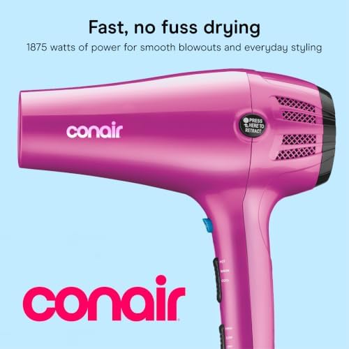 Conair Hair Dryer with Diffuser and Concentrator, 1875W, Pink - Image 2