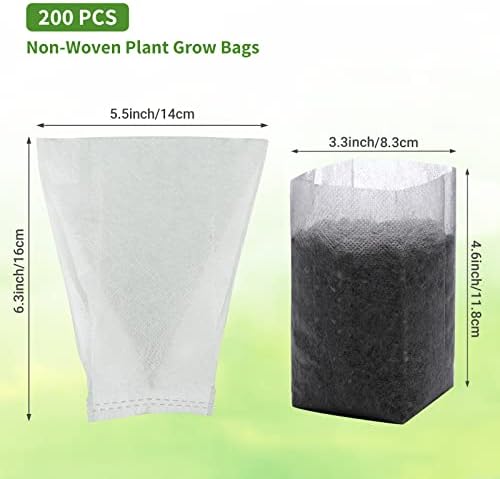 GREANER 200 PCS Nursery Bags, 5.5"x6.3" Non-Woven Fabric Seedling Bags Biodegradable for Home Garden Supply, Tree, Flower, Vegetable, Nursery Pots Container Plants Pouch - Image 3