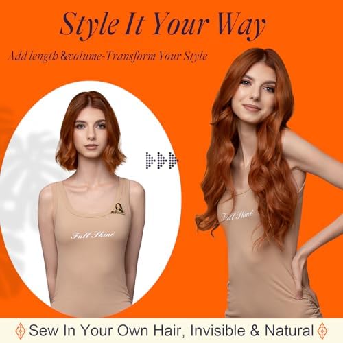 Full Shine Copper Sew In Weft Hair Extensions Remy Human Hair 24 Inch 105g - Image 5
