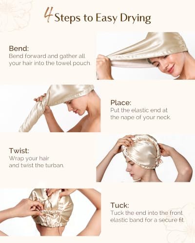 YANIBEST Satin Microfiber Hair Towel Wrap, Fast Drying Turban for Women - Image 4
