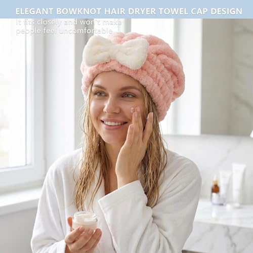 4-Pack Microfiber Hair Towel Cap for Short/Medium Hair, No Twist, No Tug, Soft Absorbent Drying Hat with Bow for Women - Great for Skincare, Makeup, Shower - Image 7
