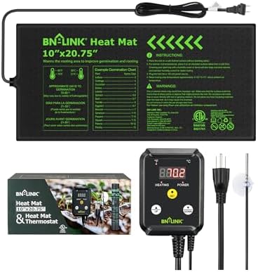 BN-LINK 10" x 20.75" Seedling Heat Mat with Thermostat Controller Combo Set by BN-LINK