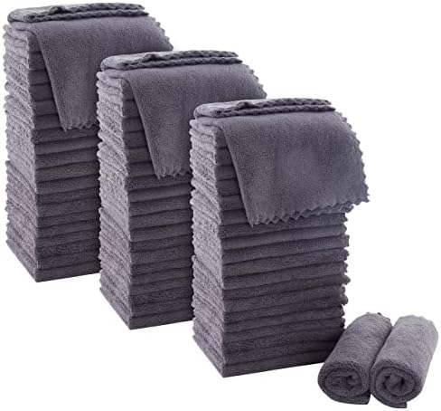 MOONQUEEN Ultra Soft Premium Washcloths Set - 12 x 12 inches - 72 Pack - Quick Drying - Highly Absorbent Coral Velvet Bathroom Wash Clothes (Grey) by MOONQUEEN