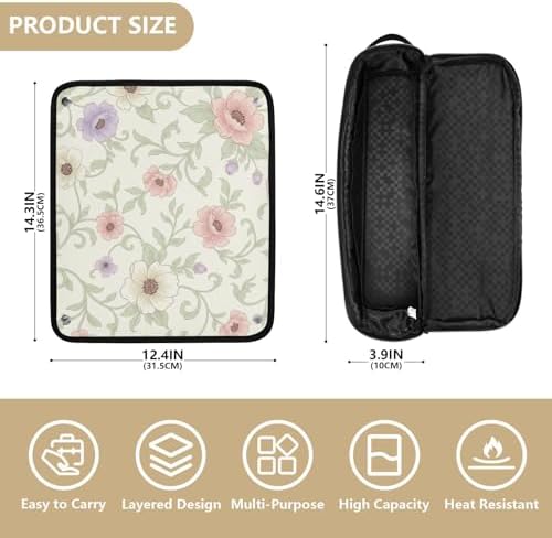 GuoChe Waterproof Portable Open Flat Travel Bag and Heat Resistant Mat with Zipper Elegant Floral Pattern - Image 4