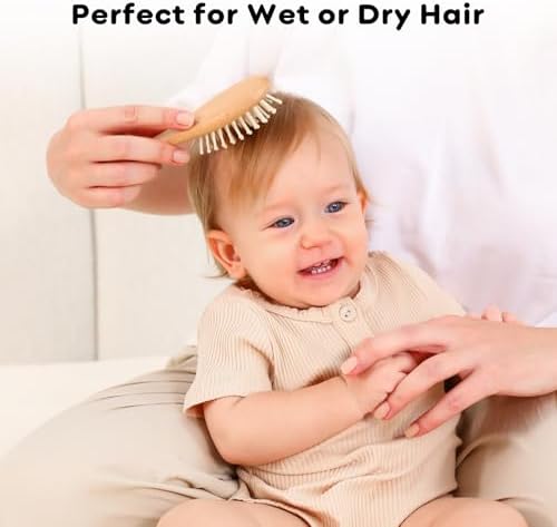 Yoofoss 4 Piece Baby Brush and Comb Set, Wooden Baby Brush with Natural Ultra Soft Goat Hair, Baby Hair Brush for Newborn, Baby Brush Set for Boy Girl - Image 6