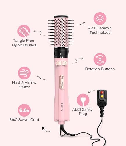 FARERY Hot Air Brush 1000W — 4-in-1 Volumizer & Styler for Damp Hair, Hold-to-Rotate Round Brush Hair Dryer Brush for Volume, Smooth & Curl, Diffuser Included, Best for Fine to Medium-Thick Hair - Image 3