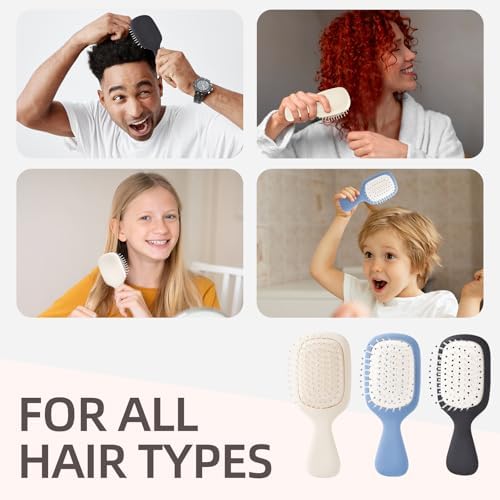 Mini Hair Bursh for Women Men and Kids, Protable Travel Size Hair Brush for Pockets Purses, Mini Detangler Brush for All Hair Types, Small Paddle Brush for Detangling (1 Pack-White) - Image 7