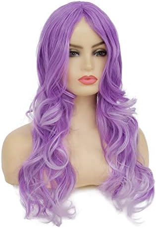 Long Curly Wavy Purple Wig for Women Side Part Colorful Wig Cosplay Costume Synthetic Replacement Wig for Women - Image 5