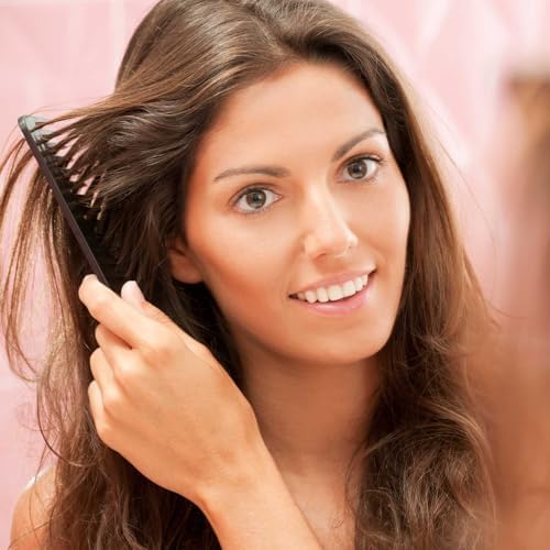 Kolavia 6 PCS Hair Comb Set Black, Durable Wide and Fine Tooth Rat Tail Hair Barber Comb for Women & Man, Professional Combs for Wet Curly Natural Hair Detangling Parting Teasing Styling & Cutting - Image 2