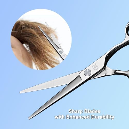 Hair Cutting Scissors Shears kit,Professional Edge Sharp Hair Scissors set,Barber Hairdressing Texturizing Thinning shears,Haircuting Styling Scissor kit Japanese 6.5 Inch (Silver) - Image 4
