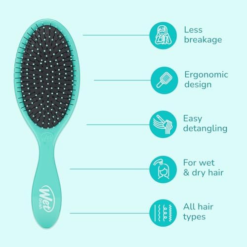 Wet Brush Original Detangler Hair Brush, Amazon Exclusive Aqua- Ultra-Soft IntelliFlex Bristles-Detangling Hairbrush Glides Through Tangles - All Hair Types (Wet & Dry Hair) - Women & Men (Pack of 2) - Image 3
